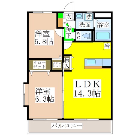 瀬高駅 徒歩12分 1階の物件間取画像